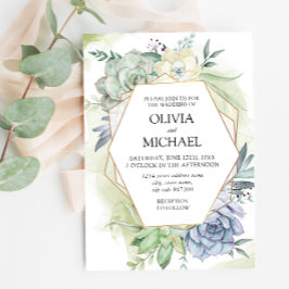 Elegant Succulent Greenery Wedding Invitation Kaart