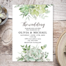 Elegant Succulent Greenery Wedding Invitation Kaart