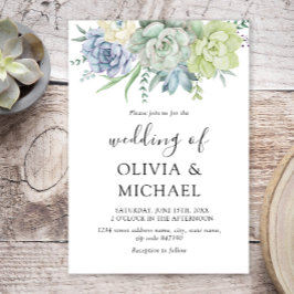 Elegant Succulent Greenery Wedding Invitation Kaart