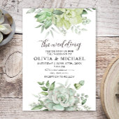 Elegant Succulent Greenery Wedding Invitation Kaart