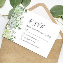 Elegant Succulent Greenery Wedding RSVP Kaart