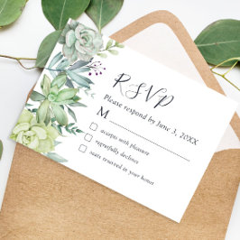 Elegant Succulent Greenery Wedding RSVP Kaart