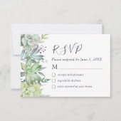 Elegant Succulent Greenery Wedding RSVP Kaart (Voorkant)