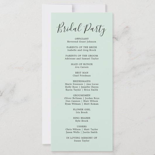 Elegant Succulent Groen Bruiloft Programma (Achterkant)