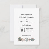 Elegant succulent op uitnodiging voor witte bruilo (Voorkant)