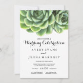 Elegant Succulent Plant Wedding Invitation Kaart (Voorkant)