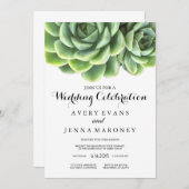 Elegant Succulent Plant Wedding Invitation Kaart (Voorkant / Achterkant)