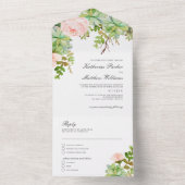 Elegant Succulent Roos Garden Boho Wedding All In One Uitnodiging (Binnen)