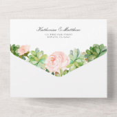 Elegant Succulent Roos Garden Boho Wedding All In One Uitnodiging (Achterkant)