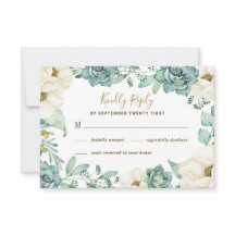 Elegant Succulent Waterverf Bruiloft RSVP Kaarten