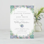 Elegant Succulent Waterverf Greenery Wedding Kaart (Staand voorkant)