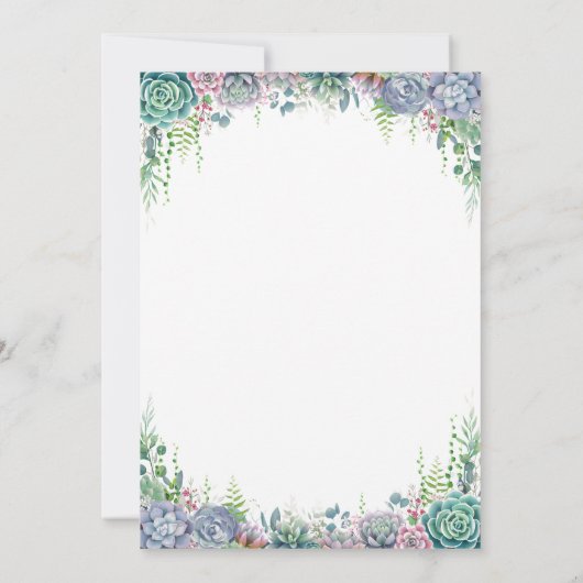 Elegant Succulent Waterverf Greenery Wedding Kaart (Achterkant)
