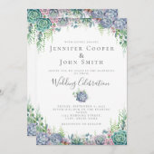 Elegant Succulent Waterverf Greenery Wedding Kaart (Voorkant / Achterkant)