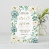 Elegant Succulent Waterverf Ivoor Bloemen Bruiloft Kaart (Staand voorkant)