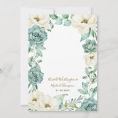 Elegant Succulent Waterverf Ivoor Bloemen Bruiloft Kaart (Achterkant)