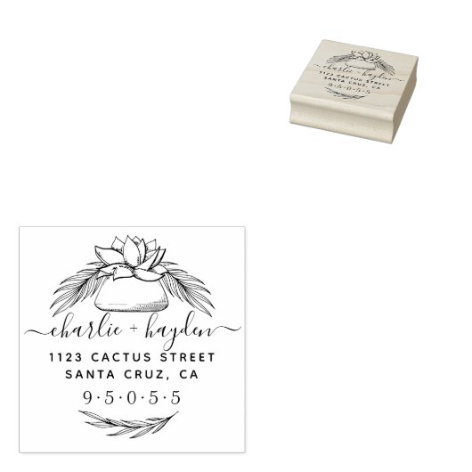 Elegant Succulent Wreath | Rustisch retouradres Rubberstempel (Gestempeld)