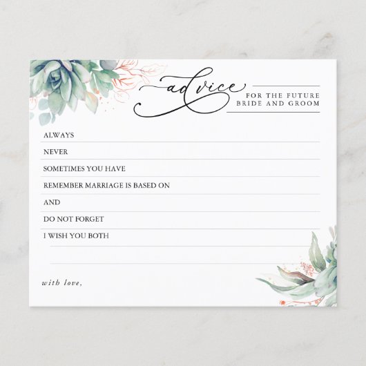 Elegant Succulents Greenery Advice Kaart (Voorkant)