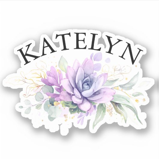 Elegant Succulents Greenery and Your Friends Name Sticker (Voorkant)