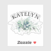 Elegant Succulents Greenery and Your Friends Name Sticker (Vel)
