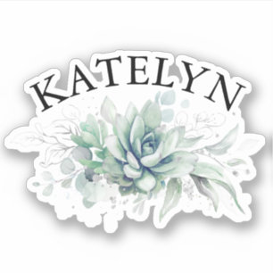 Elegant Succulents Greenery and Your Friends Name Sticker