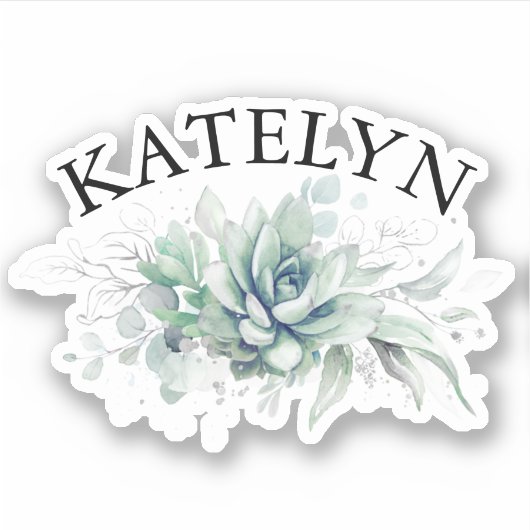Elegant Succulents Greenery and Your Friends Name Sticker (Voorkant)