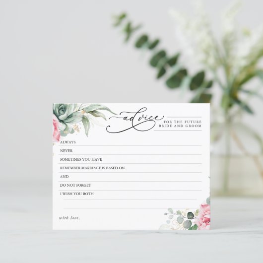 Elegant Succulents Greenery Pink Advice Kaart (Staand voorkant)