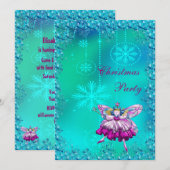 Elegant Sugar Plum Fairy & Sequins kerstparty Kaart (Voorkant / Achterkant)