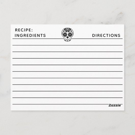 Elegant suiker schedel recept briefkaart (Achterkant)
