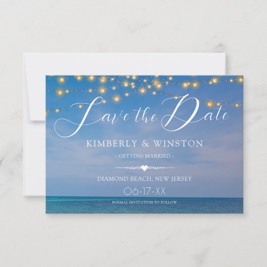 Elegant Summer Beach Wedding Save the Date Kaart (Voorkant)