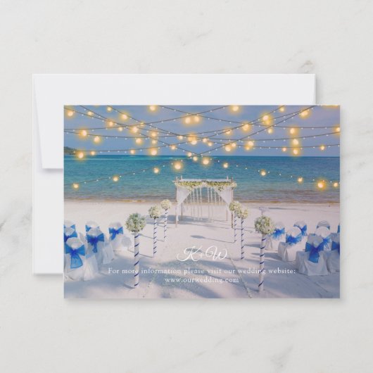 Elegant Summer Beach Wedding Save the Date Kaart (Achterkant)