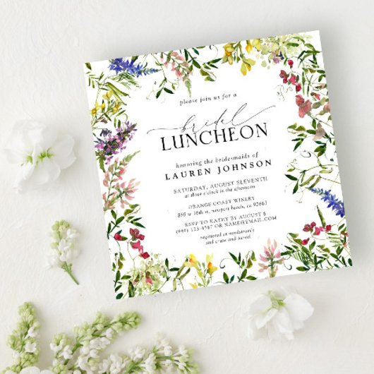 Elegant Summer Bridal Luncheon Floral Wildflower Kaart