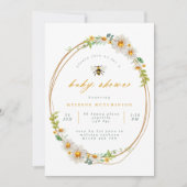 Elegant Summer Daisies and Bee Baby shower Kaart (Voorkant)