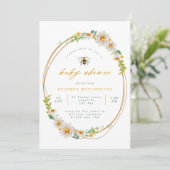 Elegant Summer Daisies and Bee Baby shower Kaart (Staand voorkant)