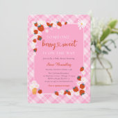 Elegant Summer Daisy Berry Sweet Baby shower Kaart (Staand voorkant)