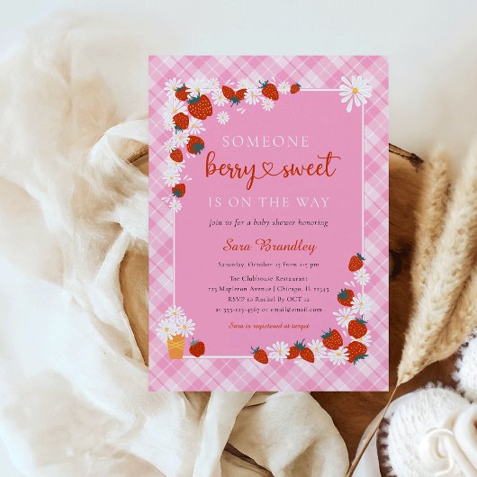 Elegant Summer Daisy Berry Sweet Baby shower Kaart