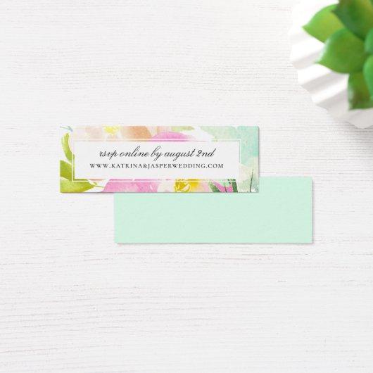 Elegant Summer Floral Mint Wedding Website RSVP Mini Visitekaartjes (Bureau)