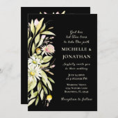 Elegant Summer Floral over Black Christelijk Weddi Kaart (Voorkant / Achterkant)
