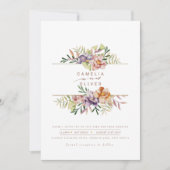 Elegant Summer Floral Wedding Invite QR Code RSVP Kaart (Voorkant)