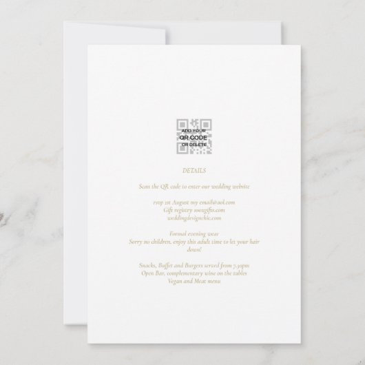 Elegant Summer Floral Wedding Invite QR Code RSVP Kaart (Achterkant)