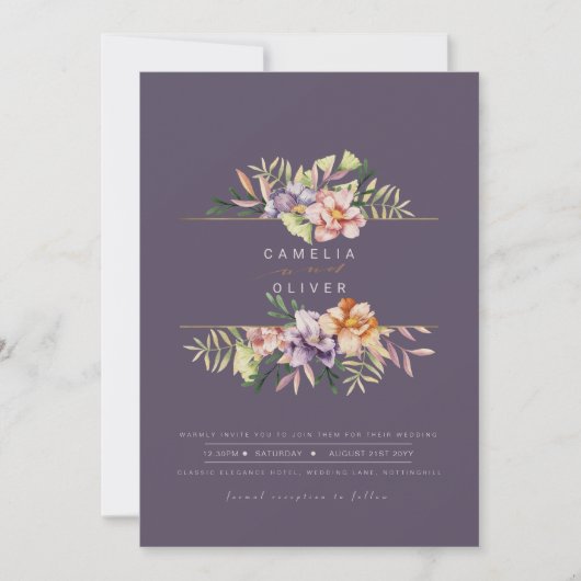 Elegant Summer Floral Wedding Invite QR Code RSVP Kaart (Voorkant)