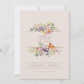 Elegant Summer Floral Wedding Invite QR Code RSVP Kaart (Voorkant)