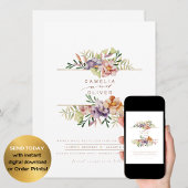 Elegant Summer Floral Wedding Invite QR Code RSVP Kaart