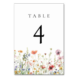 Elegant Summer Floral Wedding Table Number Kaart
