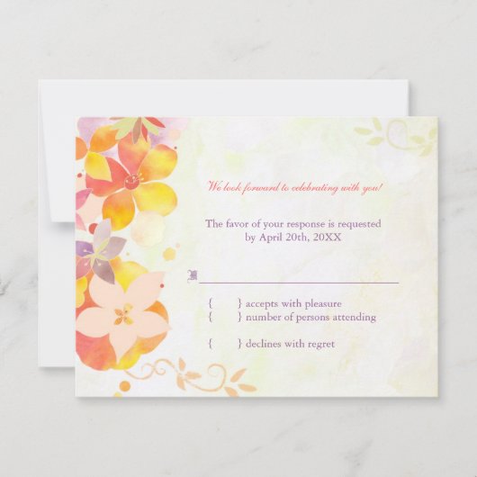Elegant Summer Flowers Wedding RSVP Kaart (Voorkant)