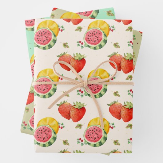 Elegant Summer Fruit Pattern Inpakpapier Vel (In situ)