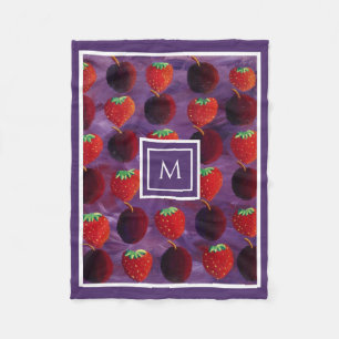 Elegant Summer Fruits Monogram Initiaal Fleece Deken