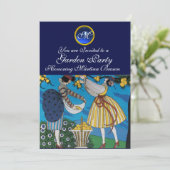 ELEGANT SUMMER GARDEN PARTY SAPPHIRE GEM MONOGRAM KAART (Staand voorkant)