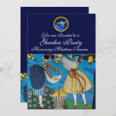 ELEGANT SUMMER GARDEN PARTY SAPPHIRE GEM MONOGRAM KAART (Voorkant / Achterkant)