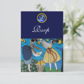 ELEGANT SUMMER GARDEN PARTY SAPPHIRE GEM MONOGRAM KAART (Staand voorkant)