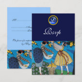 ELEGANT SUMMER GARDEN PARTY SAPPHIRE GEM MONOGRAM KAART (Voorkant / Achterkant)